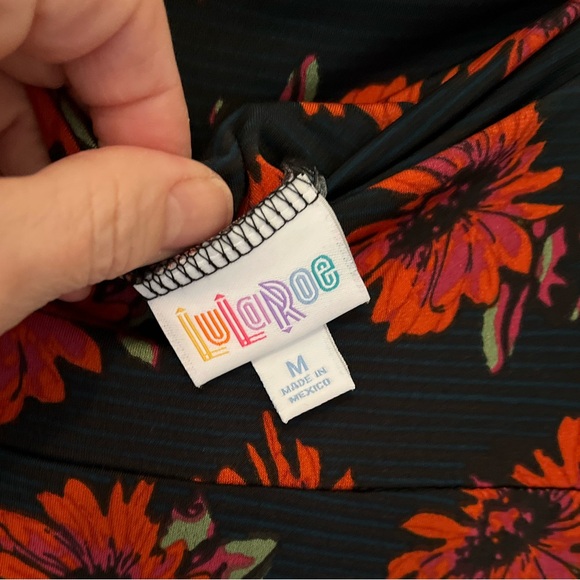 LuLaRoe Black Flared Skirt - Medium - Red Floral - Stretchy - Picture 5 of 6
